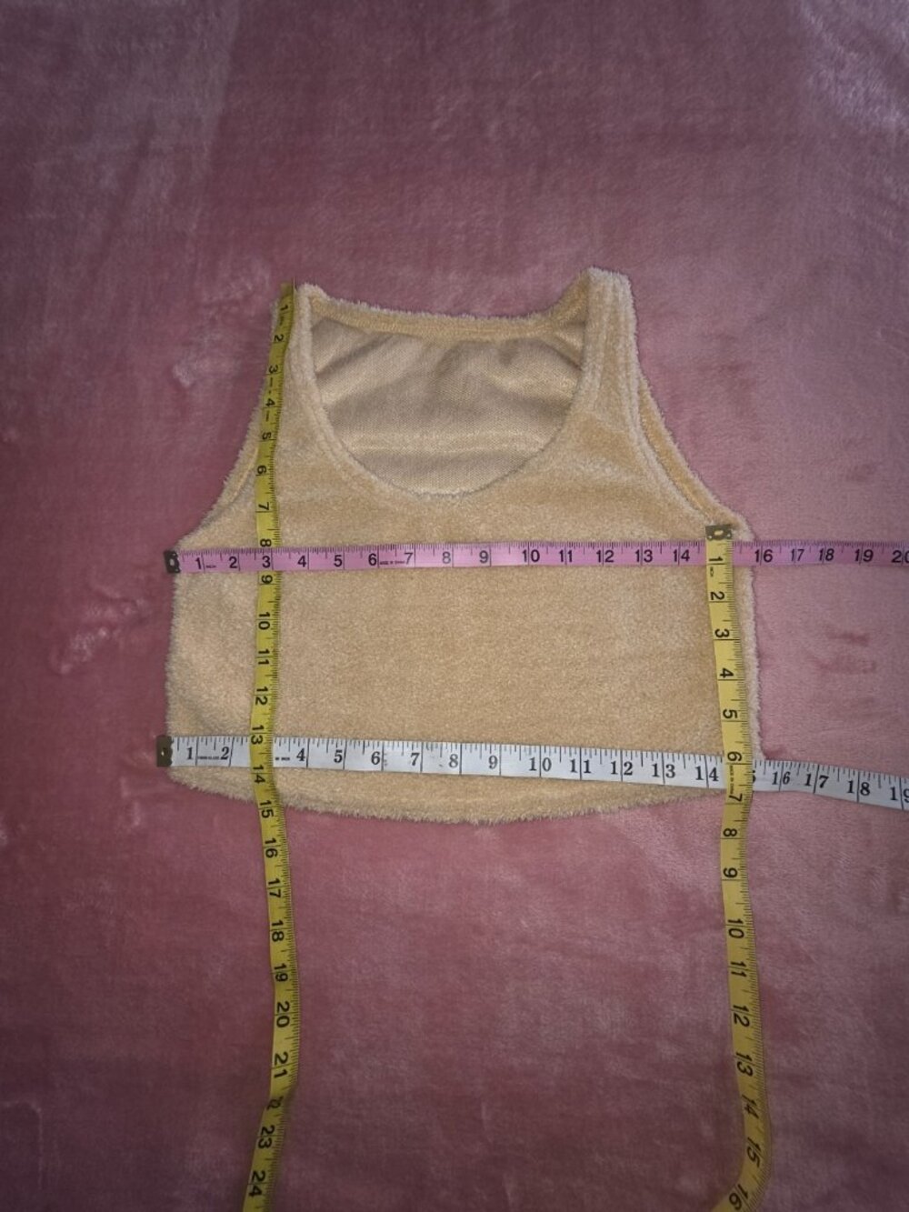 Beige Fleece 3-Piece Pajama Set Robe Tank & Pants w/ Pockets Size M - Picture 6 of 11